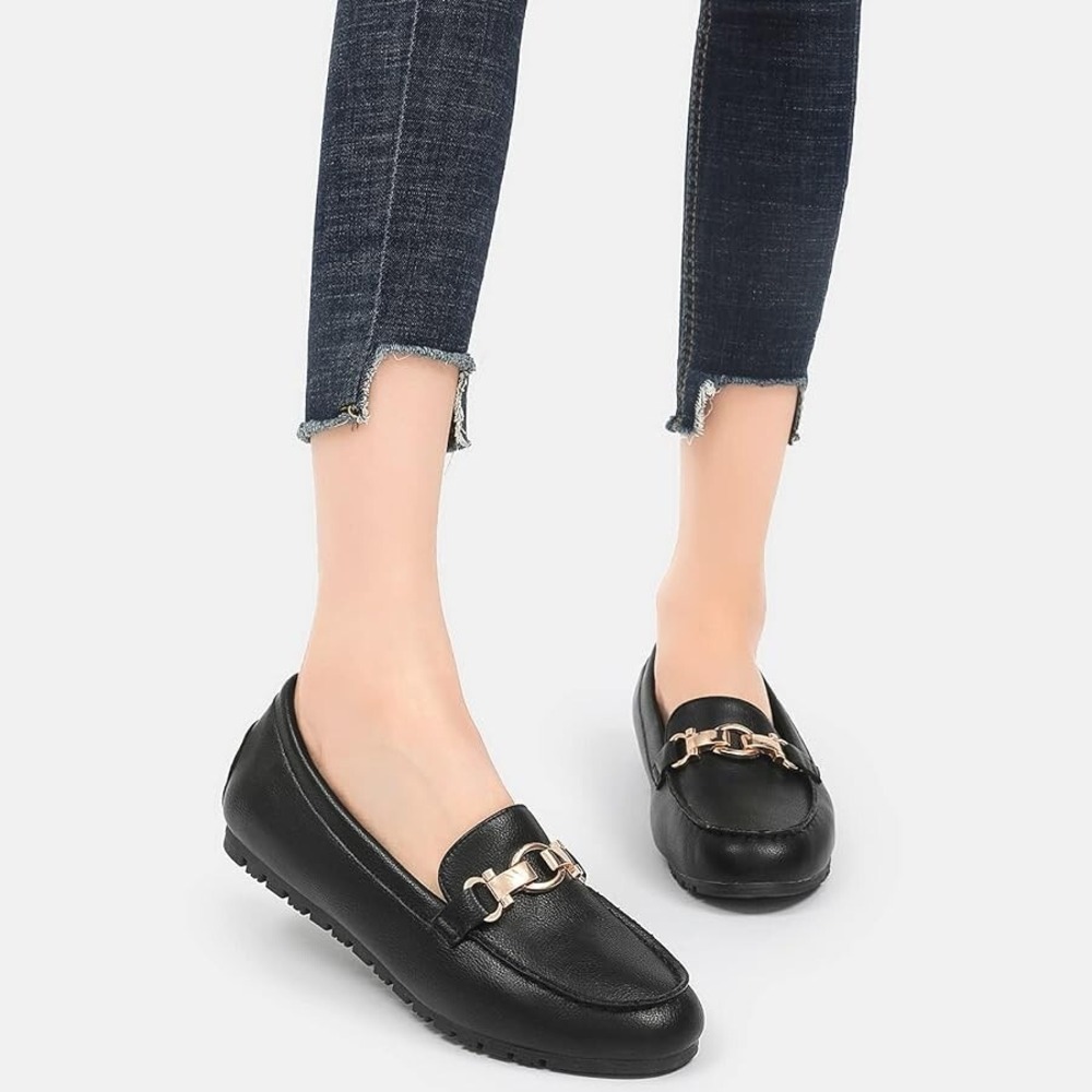 Cvistpieo Black Loafers Women‎ Casual Slip On Comfortable Lightweight Sz.5.5 NEW
